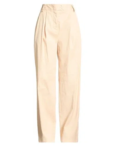 120% Lino Woman Pants Sand Size 2 Linen, Cotton, Elastane In Beige