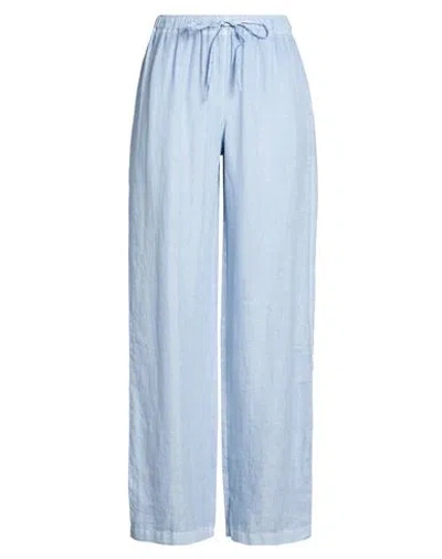 120% Lino Woman Pants Sky Blue Size 8 Linen