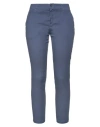 120% Lino Woman Pants Slate Blue Size 2 Linen, Cotton, Elastane