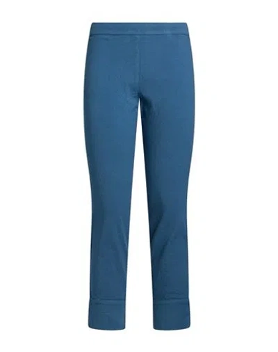 120% Lino Woman Pants Slate Blue Size 6 Linen, Cotton, Elastane