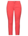 120% Lino Woman Pants Tomato Red Size 10 Linen, Cotton, Elastane