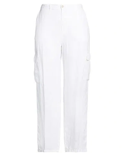 120% Lino Woman Pants White Size 10 Linen In Multi