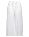120% Lino Woman Pants White Size 12 Linen In White