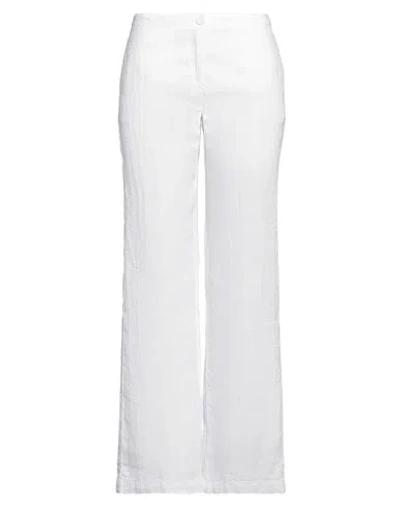 120% Lino Woman Pants White Size 12 Linen