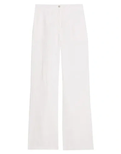 120% Lino Woman Pants White Size 12 Linen