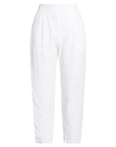 120% Lino Woman Pants White Size 14 Linen
