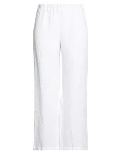 120% Lino Woman Pants White Size 14 Linen