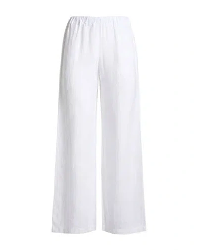 120% Lino Woman Pants White Size 14 Linen