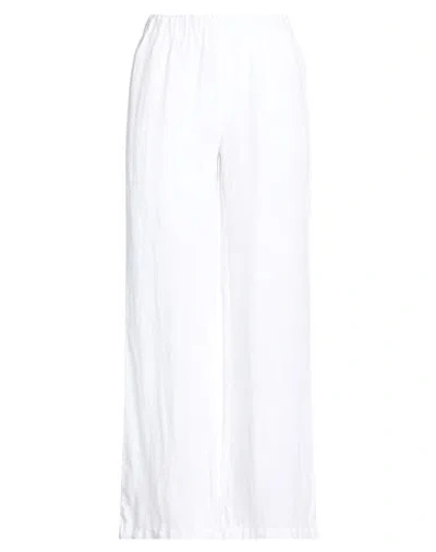 120% Lino Woman Pants White Size 14 Linen In Multi