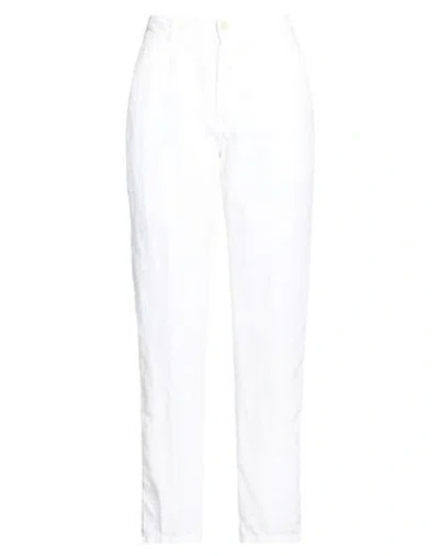 120% Lino Woman Pants White Size 6 Linen