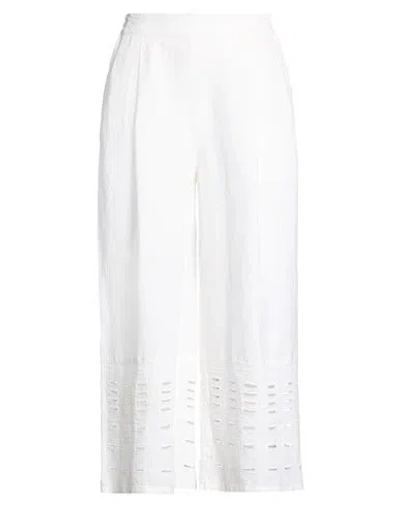 120% Lino Woman Pants White Size 6 Linen