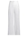 120% Lino Woman Pants White Size 8 Linen In White