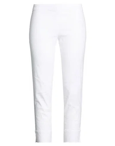 120% Lino Woman Pants White Size 8 Linen, Cotton, Elastane