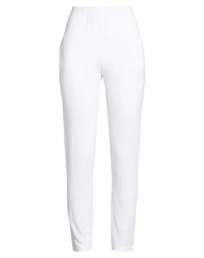 120% Lino Woman Pants White Size S Linen, Elastane In Multi