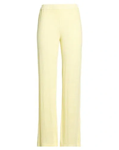 120% Lino Woman Pants Yellow Size S Linen, Elastane In Animal Print