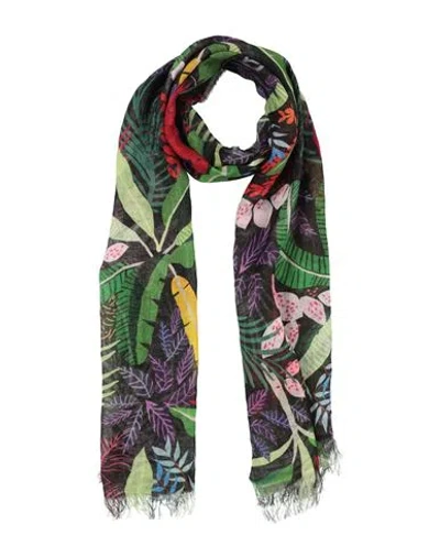 120% Lino Woman Scarf Black Size - Linen In Orange