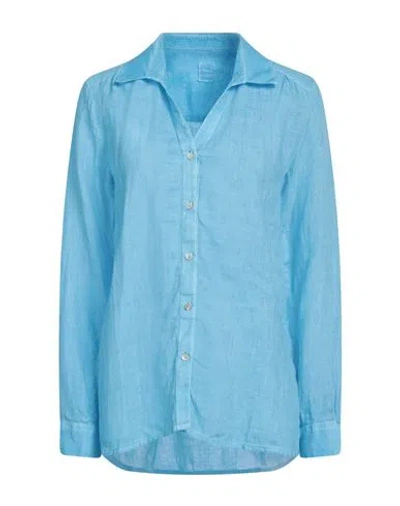 120% LINO 120% LINO WOMAN SHIRT AZURE SIZE 10 LINEN