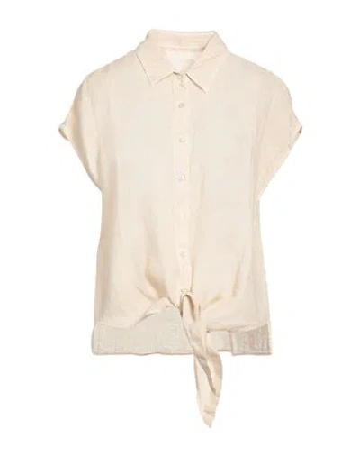 120% Lino Woman Shirt Beige Size 10 Linen In Brown