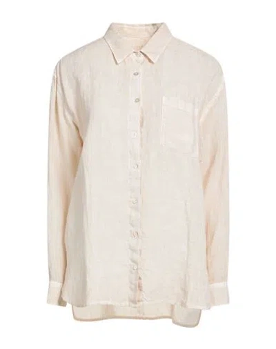 120% Lino Woman Shirt Beige Size 6 Linen In Neutral