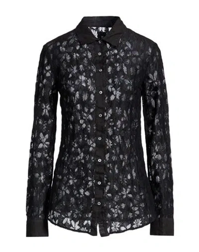 120% Lino Woman Shirt Black Size 10 Linen, Polyamide, Cotton
