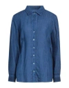 120% Lino Woman Shirt Blue Size 12 Linen