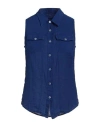 120% Lino Woman Shirt Blue Size 12 Linen