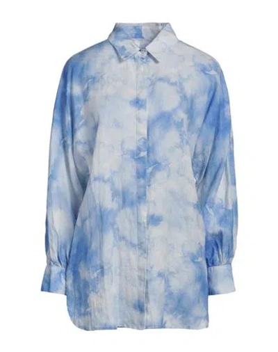 120% Lino Woman Shirt Blue Size 10 Linen
