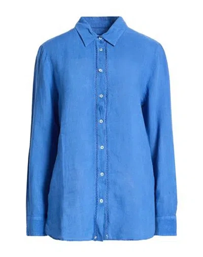 120% Lino Woman Shirt Blue Size 14 Linen