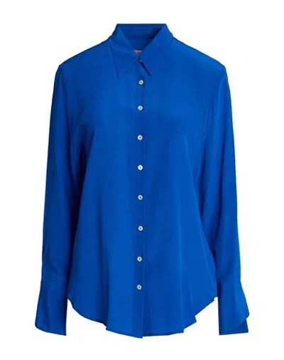 120% Lino Woman Shirt Blue Size 2 Silk