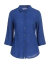 120% Lino Woman Shirt Bright Blue Size 12 Linen