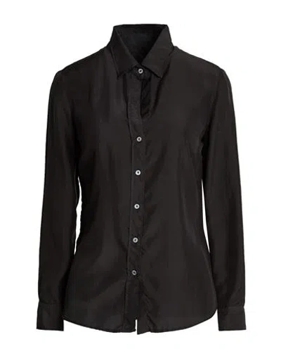 120% Lino Woman Shirt Charcoal Size 4 Silk, Linen In Black