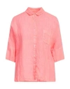 120% Lino Woman Shirt Coral Size 12 Linen In Red
