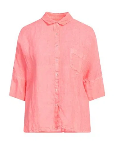 120% Lino Woman Shirt Coral Size 12 Linen In Red
