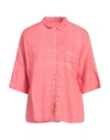120% Lino Woman Shirt Coral Size 12 Linen In Red