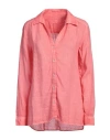 120% Lino Woman Shirt Coral Size 8 Linen In Red