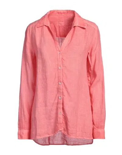 120% Lino Woman Shirt Coral Size 8 Linen In Red