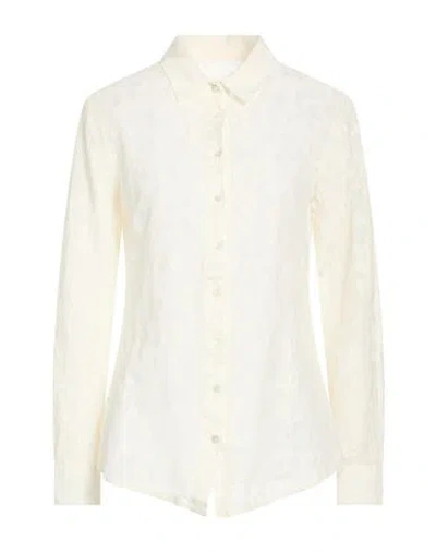 120% Lino Woman Shirt Cream Size 6 Linen, Polyamide, Cotton In White
