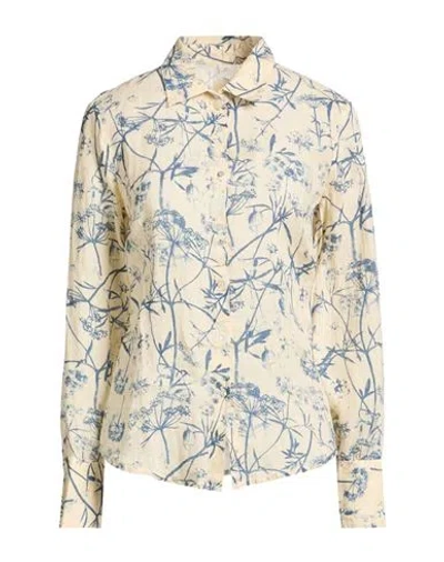 120% Lino Woman Shirt Cream Size 6 Linen In Multi