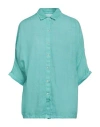 120% Lino Woman Shirt Emerald Green Size L Linen In Green