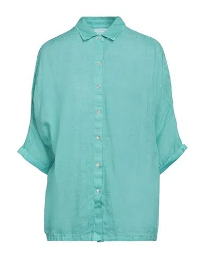 120% Lino Woman Shirt Emerald Green Size L Linen