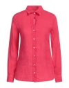 120% Lino Woman Shirt Fuchsia Size 12 Linen In Pink
