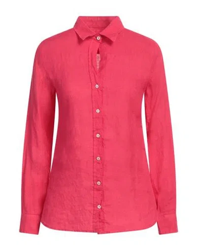 120% Lino Woman Shirt Fuchsia Size 12 Linen In Pink