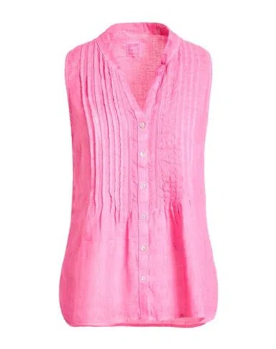 120% Lino Woman Shirt Fuchsia Size 12 Linen In Pink