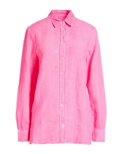 120% Lino Woman Shirt Fuchsia Size 14 Linen In Pink