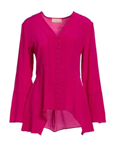 120% Lino Woman Shirt Fuchsia Size 6 Silk, Linen, Cupro In Pink