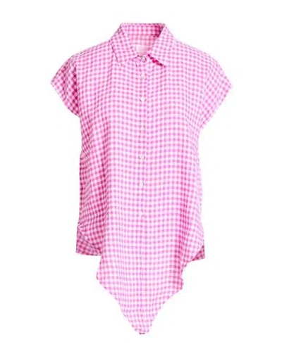 120% Lino Woman Shirt Fuchsia Size 8 Linen In Pink