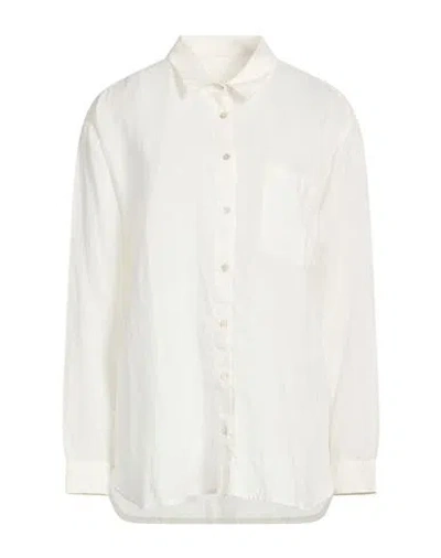 120% Lino Woman Shirt Ivory Size 12 Linen In White