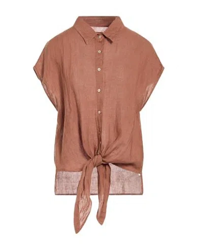 120% Lino Woman Shirt Light Brown Size 10 Linen