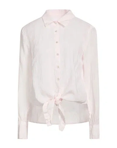 120% Lino Woman Shirt Light Pink Size 12 Linen In White