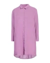 120% Lino Woman Shirt Mauve Size L Linen In Purple